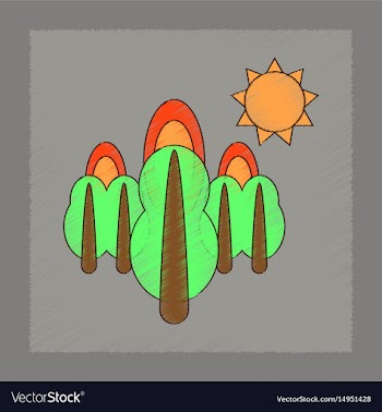 Flat shading style icon fire in the forest vector image