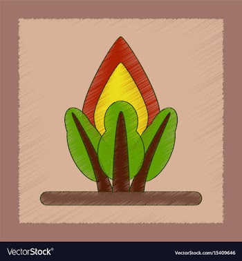 Flat shading style icon fire in the forest vector image