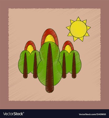 Flat shading style icon fire in the forest vector image