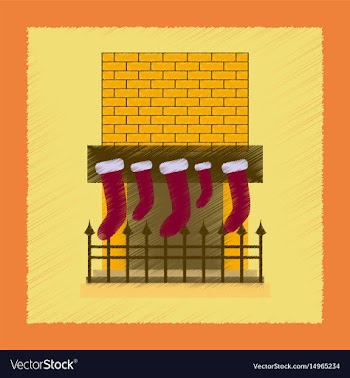 Flat shading style icon fireplace christmas socks vector image