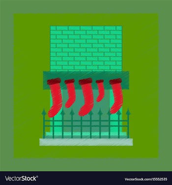 Flat shading style icon fireplace christmas socks vector image