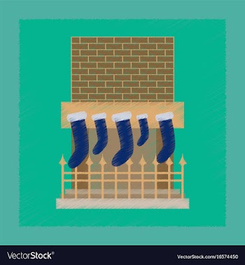 Flat shading style icon fireplace christmas socks vector image