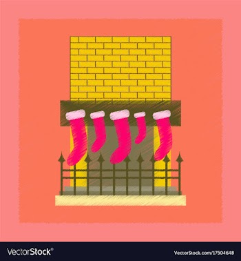 Flat shading style icon fireplace christmas socks vector image