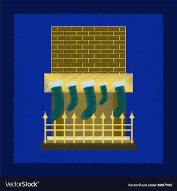 Flat shading style icon fireplace christmas socks vector image