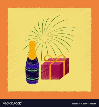 Flat shading style icon fireworks champagne gift vector image