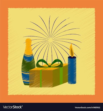 Flat shading style icon fireworks champagne gift vector image