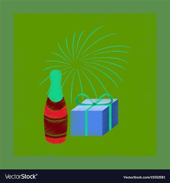 Flat shading style icon fireworks champagne gift vector image