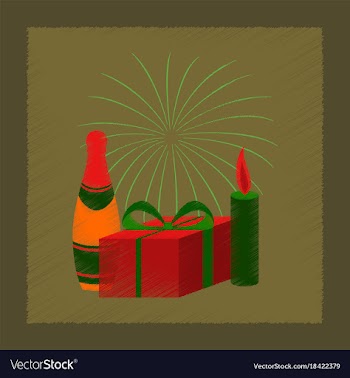 Flat shading style icon fireworks champagne gift vector image