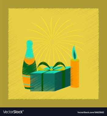 Flat shading style icon fireworks champagne gift vector image