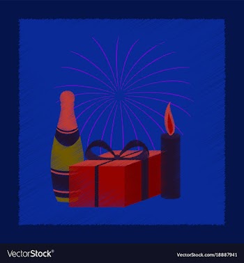 Flat shading style icon fireworks champagne gift vector image