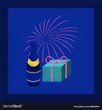 Flat shading style icon fireworks champagne gift vector image