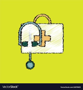 Flat shading style icon first aid bag vector image