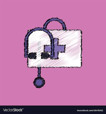 Flat shading style icon first aid bag vector image