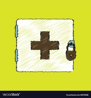 Flat shading style icon first aid kit on the lock vector image