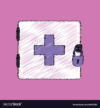 Flat shading style icon first aid kit on the lock vector image