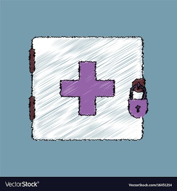 Flat shading style icon first aid kit on the lock vector image
