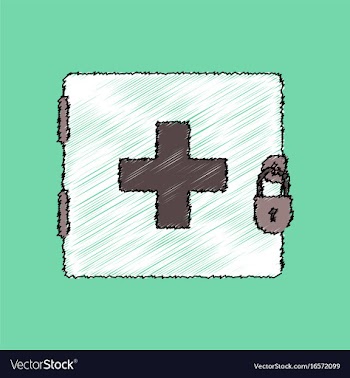Flat shading style icon first aid kit on the lock vector image