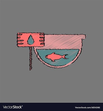 Flat shading style icon fish in an aquarium vector image
