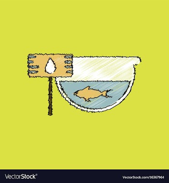 Flat shading style icon fish in an aquarium vector image