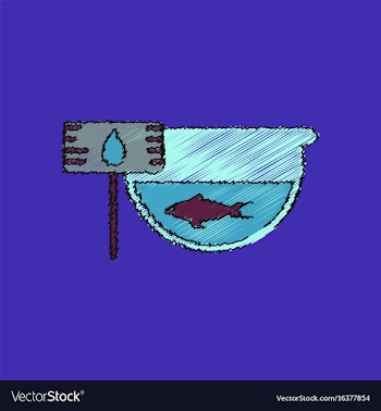 Flat shading style icon fish in an aquarium vector image