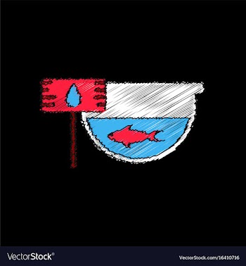 Flat shading style icon fish in an aquarium vector image