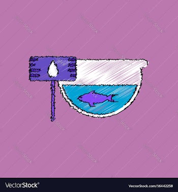 Flat shading style icon fish in an aquarium vector image