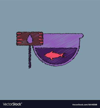 Flat shading style icon fish in an aquarium vector image