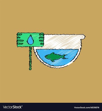 Flat shading style icon fish in an aquarium vector image
