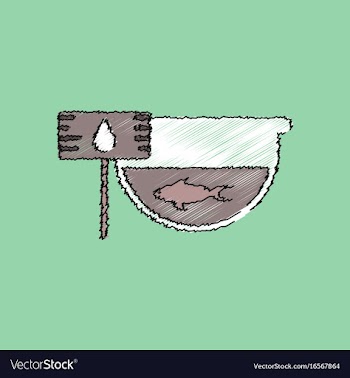 Flat shading style icon fish in an aquarium vector image