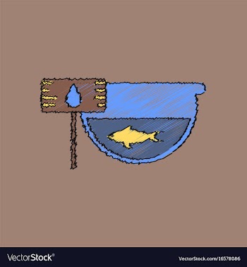 Flat shading style icon fish in an aquarium vector image