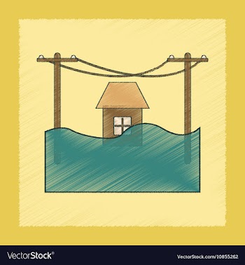 Flat shading style icon flood house vector image