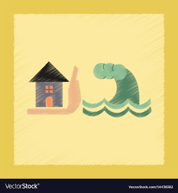 Flat shading style icon flood house vector image