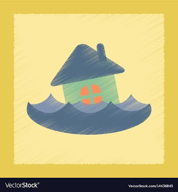 Flat shading style icon flood house vector image