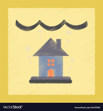 Flat shading style icon flood house vector image