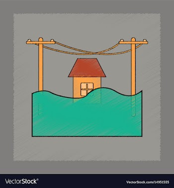 Flat shading style icon flood house vector image