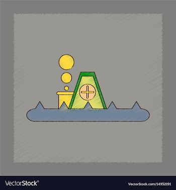 Flat shading style icon flood house vector image