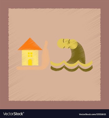 Flat shading style icon flood house vector image