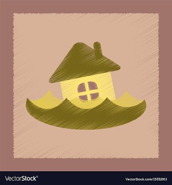 Flat shading style icon flood house vector image