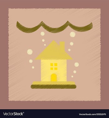 Flat shading style icon flood house vector image