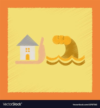 Flat shading style icon flood house vector image