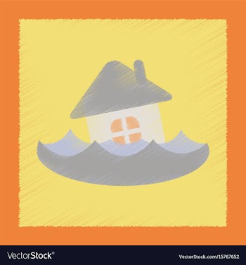 Flat shading style icon flood house vector image