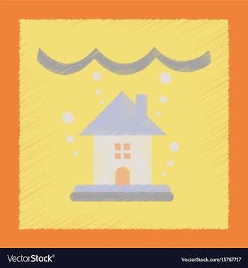 Flat shading style icon flood house vector image