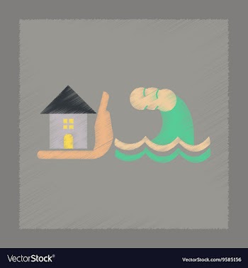 Flat shading style icon flood house vector image