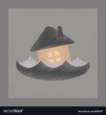 Flat shading style icon flood house vector image