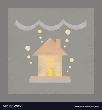 Flat shading style icon flood house vector image