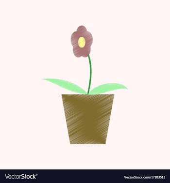 Flat shading style icon flower in a pot vector image