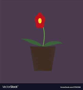 Flat shading style icon flower in a pot vector image