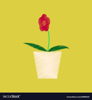 Flat shading style icon flower in a pot vector image