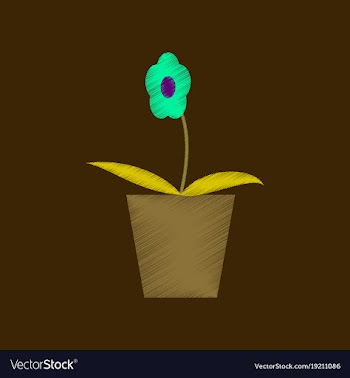 Flat shading style icon flower in a pot vector image