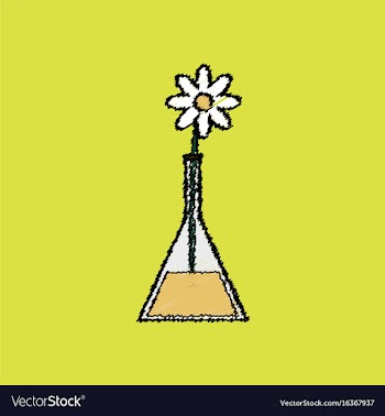 Flat shading style icon flower in test tube vector image